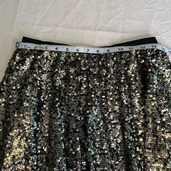 Maeve Anthropologie Gold All Over Sequin Embellished Midi Skirt Women Small Glam - Picture 5 of 8